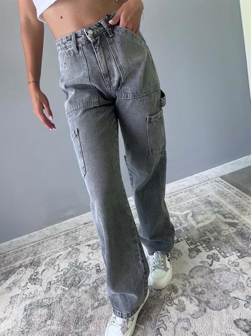 Jeans modello worker cargo lavaggio grigio medio