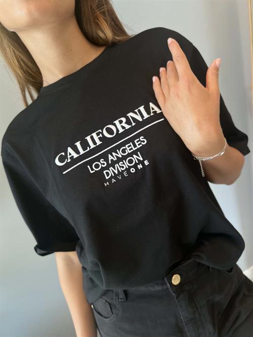  T-Shirt nera in cotone rocamo california