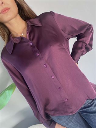 Camicia bordeaux vino viscosa con colletto e bottoni