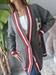 cardigan maxiintarsio h stile college grigio bianco e rosso