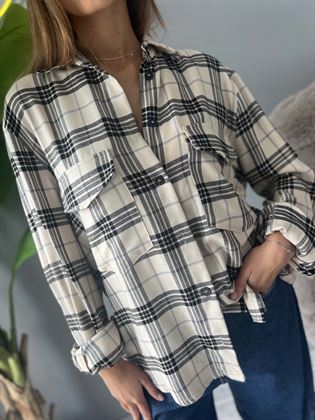 camicia tartan quadri bianca e nera