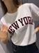 t shirt bianca scitta newyork in bordeaux mezza manica cotone