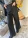 pantalone nero gessato con strass lungo