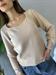 Maglia beige scollo quadrato costine