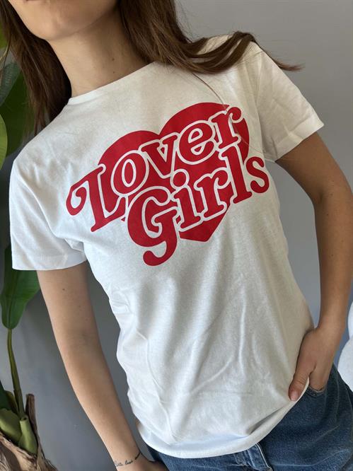 T-Shirt bianca scritta love girl