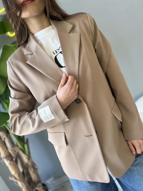  Blazer beige sabbia con spalline vestibilita morbida