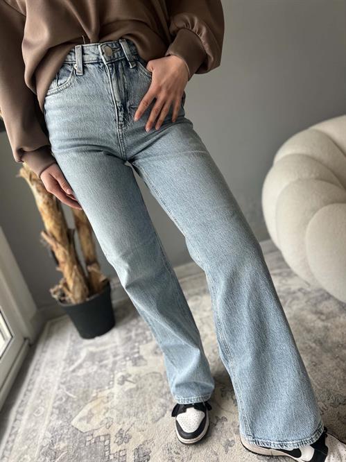 Jeans wideleg lavaggio chiaro tessuto elasticizzato