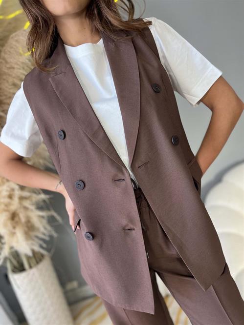 gilet doppiopetto bottoni marrone