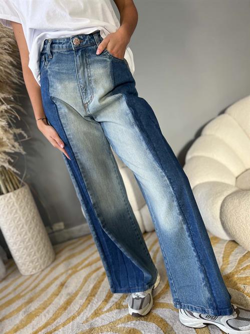 Jeans bicolor celeste chiaro e celeste medio 100% cot