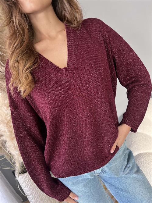 Maglia scollo v in lurex ribes modello scatoletta