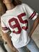  T-Shirt bianca e rossa  girocollo over con stampa numero 95