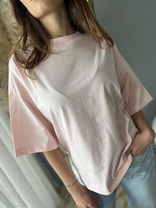  t shirts girocollo rosa  in cotone con cerniera dietro