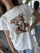  T-Shirt orsetto leopardato con perline