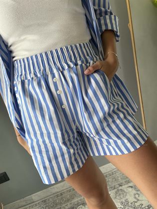 pantaloncino shorts rigato bianco e azzurro